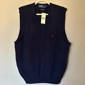 Navy Knit Sweater Vest XL Polo Ralph Lauren 100% Cotton NWT